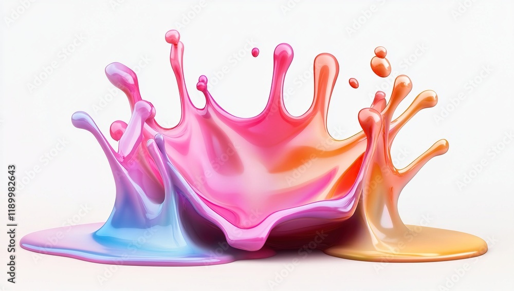 Poster vibrant color splashes create abstract art, dynamic fluid forms in motion, expressive paint explosio