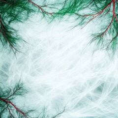 Abstract Nature Background  Green Branches  White Texture  Soft Pastel Blue