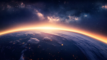 Obraz premium Landscape featuring the Milky Way galaxy at night