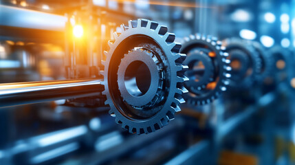 Fototapeta premium AI system predicting gear failures in automotive manufacturing lines.