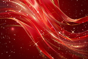 Abstract Red Background with Glowing Lights, Sparkles, and Digital Art for a Vibrant and Mystical Fantasy Design