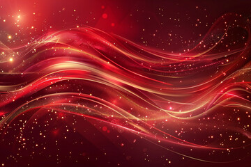 Abstract Red Background with Glowing Lights, Sparkles, and Digital Art for a Vibrant and Mystical Fantasy Design