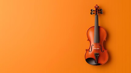 Orange background violin music instrument minimal design website banner