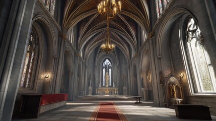 Fototapeta premium Grand cathedral interior, serene light