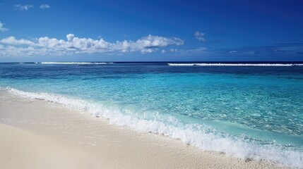 Fototapeta premium Serene Tropical Beach with Crystal Clear Water and Soft Waves