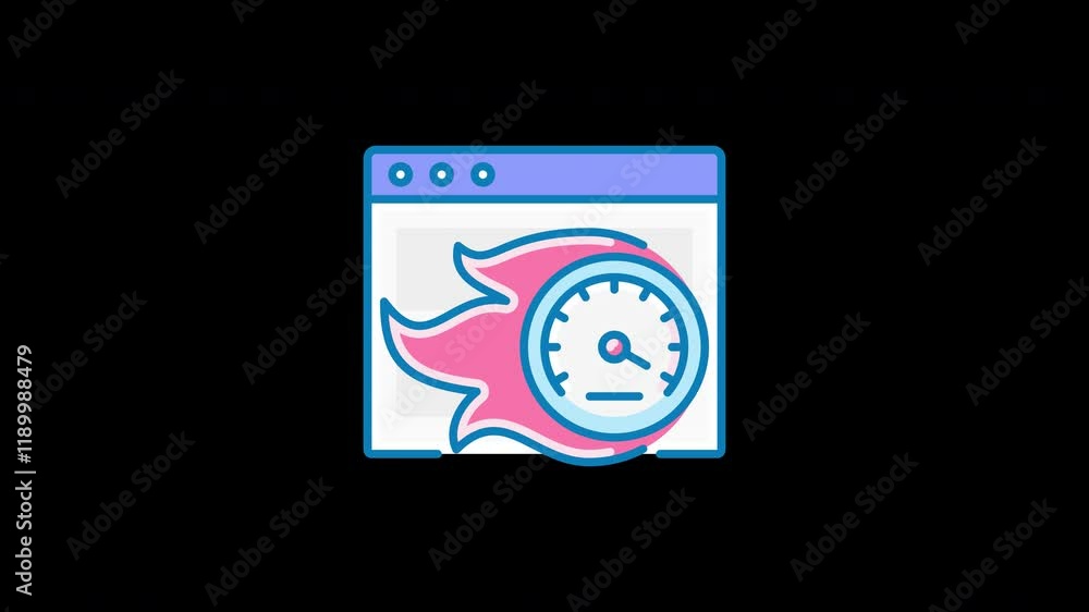 Poster a stylized representation of a speedometer with a flame, symbolizing fast internet or software perfo
