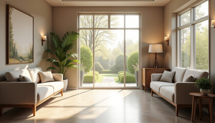 Fototapeta premium Bright Funeral Room with Natural Light