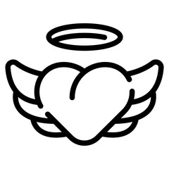 Heart With Wing Line Icon