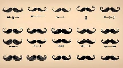 Retro Mustache Styles Collection Design Elements.