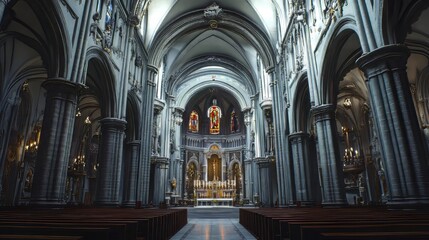 Fototapeta premium Grand cathedral interior, serene and majestic