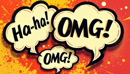 Comic Bubble with Ha-Ha! and OMG! Texts
