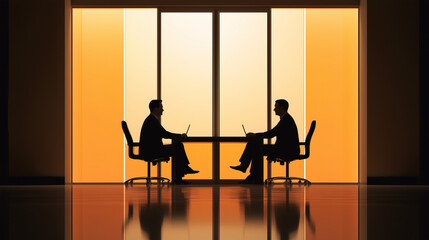 Fototapeta premium Business People Negotiating and Collaborating in a Boardroom Behind Closed Doors for Corporate Strategy and Leadership Planning