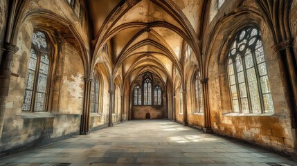 Fototapeta premium Ancient hall with arched ceilings