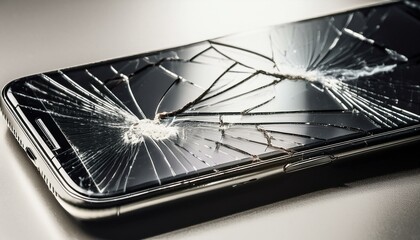 画面が割れているスマートフォン