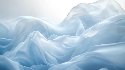 Obraz premium Soft Light Blue Fabric Waves Flowing Gently in a Dreamy Atmosphere
