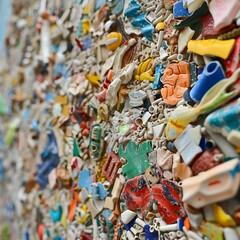 Colorful Collection of Mixed Plastic Fragments in Abstract Background