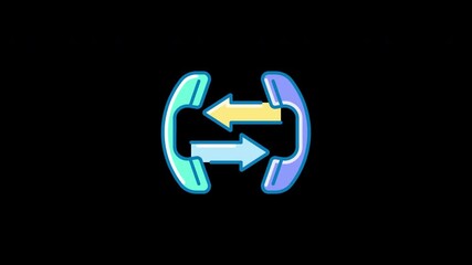 A graphic of two telephone handset icons with arrows indicating communication flow. - Powered by Adobe