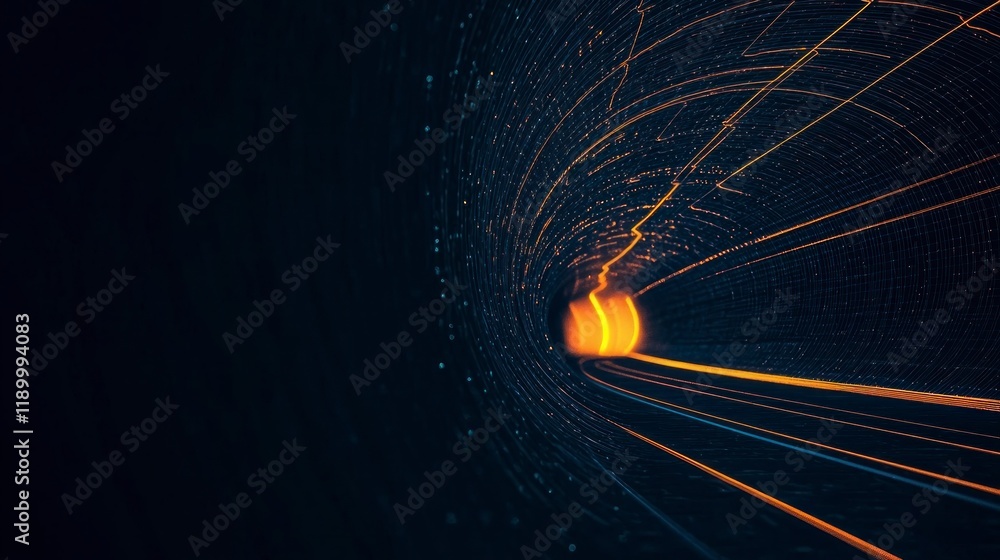 Poster futuristic tunnel abstract speed technology background glowing lines digital art web