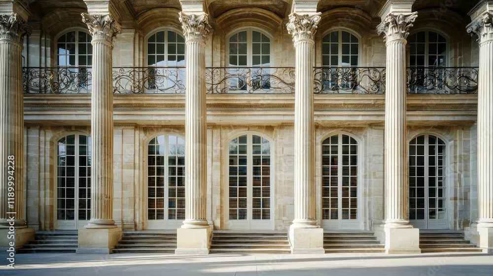 Poster elegant architectural details of classical columns and windows