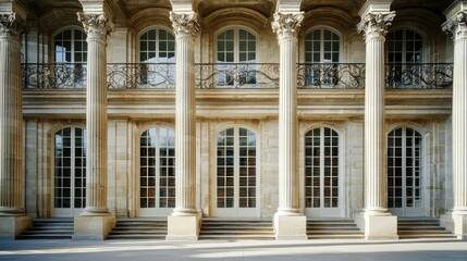 Elegant Architectural Details of Classical Columns and Windows