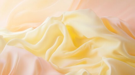 Soft Draped Fabric in Pastel Shades of Yellow and Peach Colors