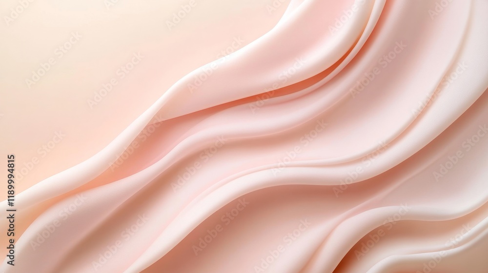 Poster soft pink fabric with elegant flowing waves on a subtle background