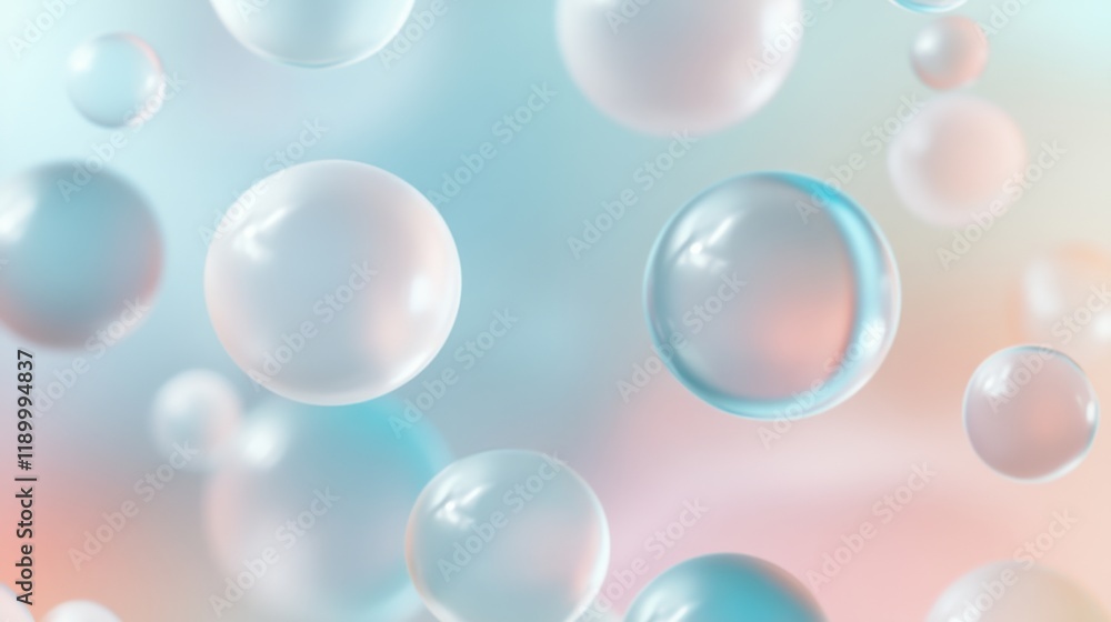 Poster soft colorful bubbles floating on light background for design use