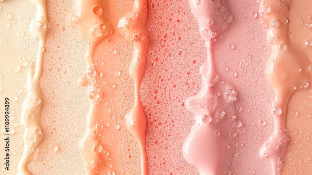 Poster colorful liquid textures with bubbles and smooth flowing patterns