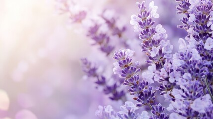 Obraz premium Soft Lavender Blooms in Sunlight with Gentle Bokeh Background