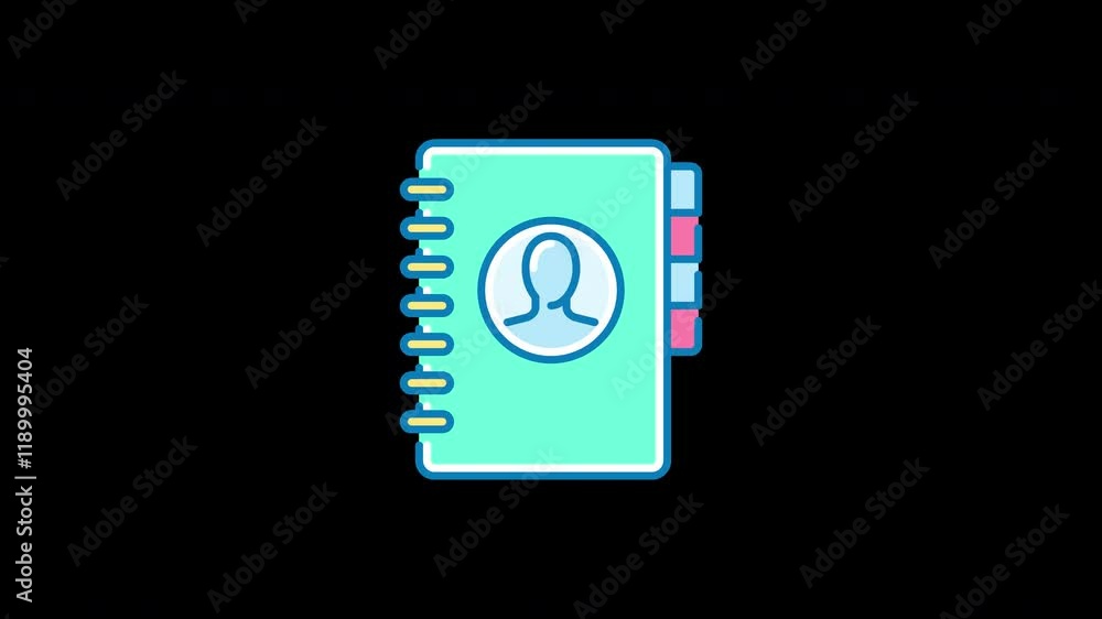 Poster a colorful notebook icon featuring a person silhouette, representing personal organization and note-