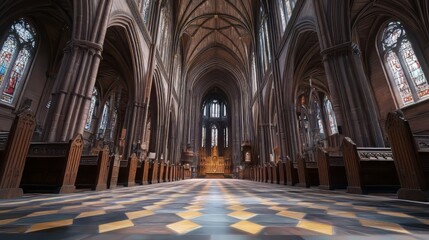 Grand cathedral interior, serene space