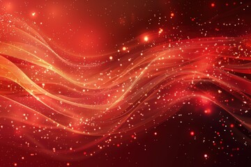 Abstract Red Background with Glowing Waves, Light Trails, and Shimmering Particles for a Digital Fantasy Design