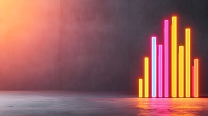 Obraz premium Neon Light Bars Creating Vibrant Energy in Modern Abstract Space