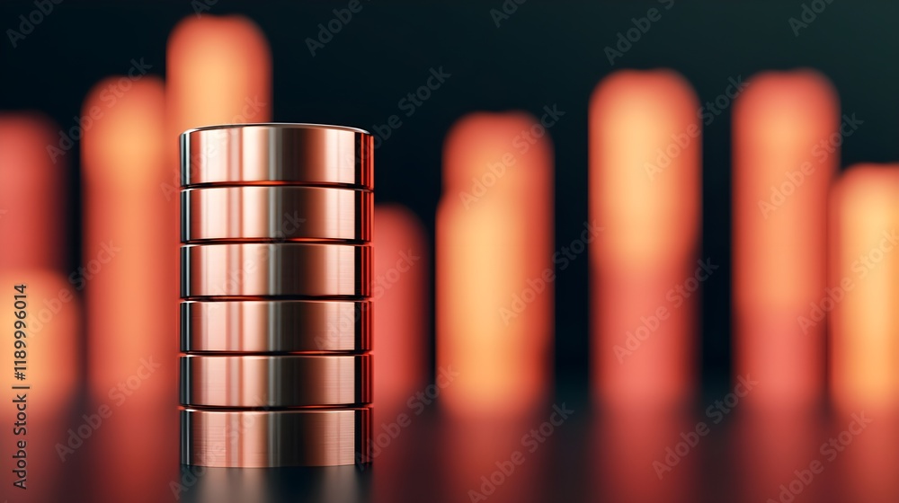 Poster stacked coins with glowing background in a financial conceptual image
