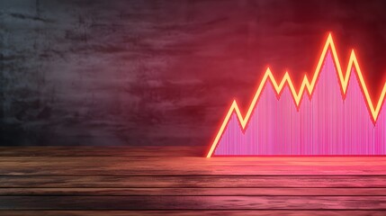 Fototapeta premium Vibrant Neon Graph Displaying Rising Trends on Dark Background