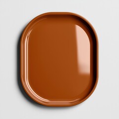 Obraz premium Vintage food packaging tray mock up concept. Brown oval serving tray on a light background, minimalist style