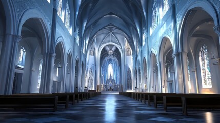 Grand cathedral interior, serene light