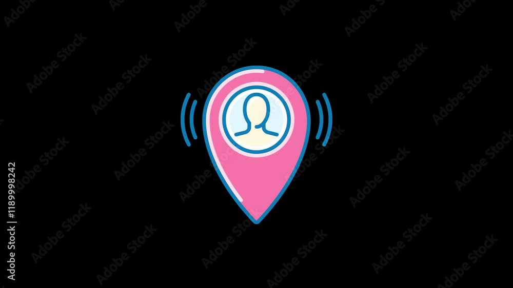 Poster a colorful location pin symbol with a human figure in the center, representing navigation or user lo