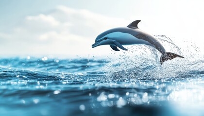 Obraz premium Spectacular Leap of a Dolphin in the Ocean: A Breathtaking Wildlife Scene