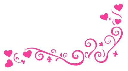 Pink Hearts and Floral Swirls Design