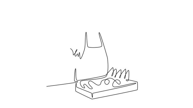 Outdoor street market concept. Single line draw design. Full length animation illustration. High quality 4k footage.