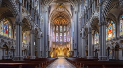 Obraz premium Grand cathedral interior, serene light