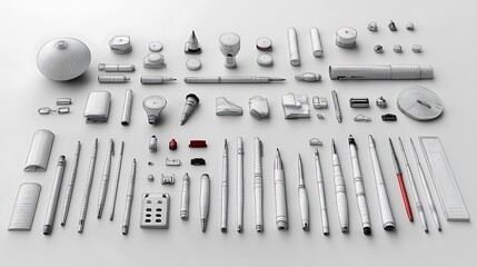 Fototapeta premium Spacecraft parts assembly, studio shot, white background, design.
