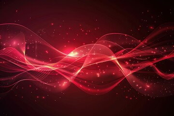 Abstract Red Background with Glowing Waves, Light Trails, and Shimmering Particles for a Digital Fantasy Design