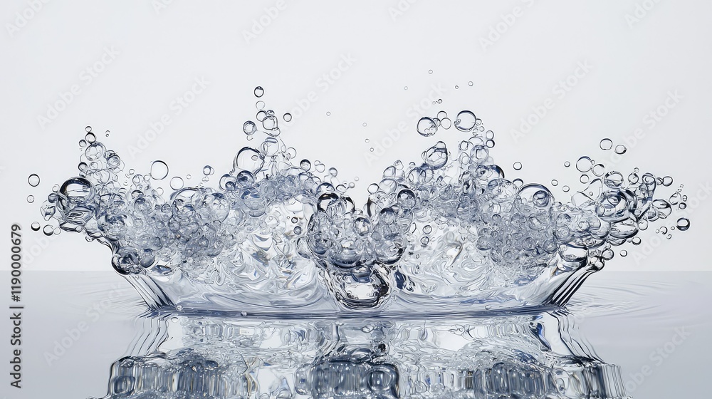 Aufkleber splashing water with bubbles creating ripples on calm surface