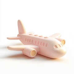 Cute 3D Cartoon Style Plane on White Background, Side View, 3D Rendered, Isolated Illustration.