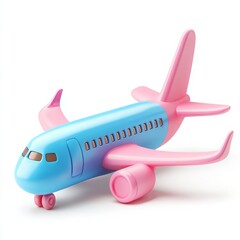 Cute 3D Cartoon Style Plane on White Background, Side View, 3D Rendered, Isolated Illustration.