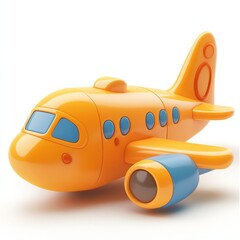 Cute 3D Cartoon Style Plane on White Background, Side View, 3D Rendered, Isolated Illustration.