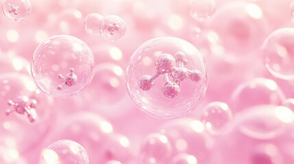 Pink Bubbles with Molecules