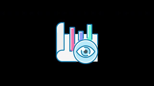 A colorful data visualization with bar graphs and an eye symbol, representing analytics and insights.
